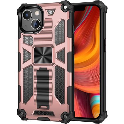 Mobigear Armor Stand Coque iPhone 13 Pro Max Coque arrière Rigide Anti-Chocs avec Support Amovible - Rose doré