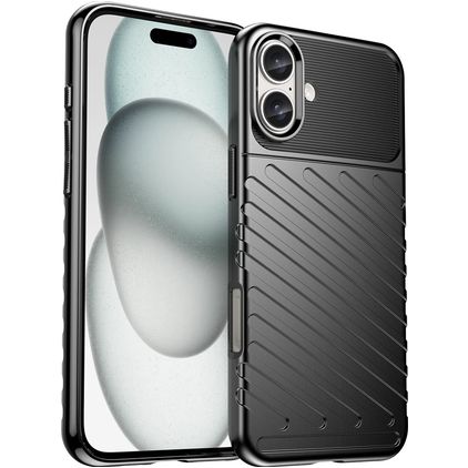 Mobigear Groove Coque iPhone 16 Plus Coque arrière en TPU Souple - Noir