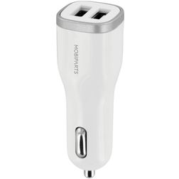 Mobiparts Double USB Chargeur voiture Sans câble 12W 2,4A - Blanc