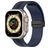 Mobigear Stripe Mag Bracelet Silicone Apple Watch Fermeture magnétique - 49/46/45/44 mm - Noir / Dark Blue