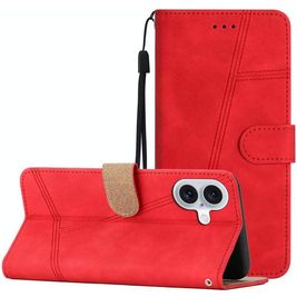 Mobigear Stitch Housse iPhone 17 Etui Porte-Monnaie - Rouge