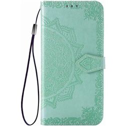 Mobigear Mandala Motorola One Fusion Plus Étui Portefeuille - Turquoise