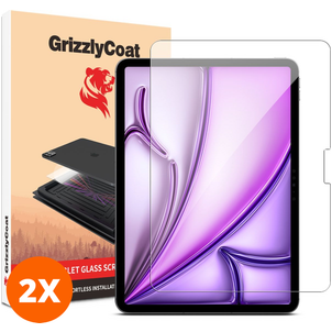 GrizzlyCoat Magic Applicator iPad Air 11 Pouces (2025) Verre trempé Protection d'écran - Compatible Coque + Cadre d'installation (Lot de 2)
