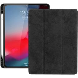 Mobigear Tri-Fold Gel Coque iPad Pro 12.9 Pouces (2018) Etui en TPU,Similicuir + Porte-crayon - Noir