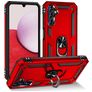 Mobigear Armor Ring Samsung Galaxy A14 Plastique rigide Coque arrière Antichoc avec bague de maintien - Rouge