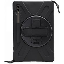 Xccess Survivor All-round Coque Samsung Galaxy Tab S9 Plus Coque arrière en Plastique rigide,Silicone + Bandoulière + Support Amovible - Noir