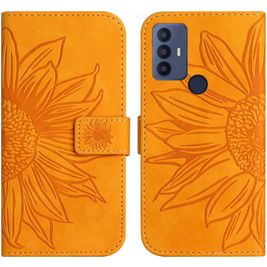 Mobigear Sunflower Housse TCL 305 Etui Porte-Monnaie - Cognac