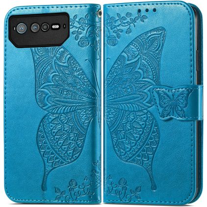 Mobigear Butterfly Housse ASUS ROG Phone 6 Pro Etui Porte-Monnaie - Bleu