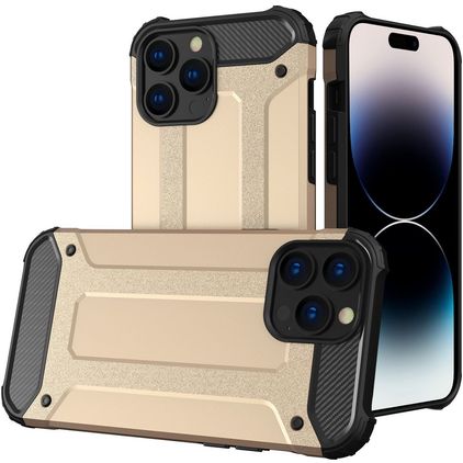 Mobigear Outdoor Coque iPhone 14 Pro Coque arrière Rigide Anti-Chocs - Or