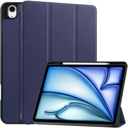 Mobigear Tri-Fold Coque iPad Air 13 Pouces (2025) Etui + Porte-crayon - Dark Blue