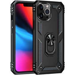 Mobigear Armor Ring Coque iPhone 13 Pro Coque arrière Rigide Anti-Chocs avec Anneau-Support - Noir