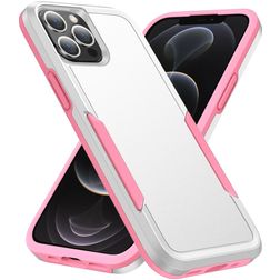 Mobigear Heavy Armor Coque iPhone 14 Pro Max Coque arrière Rigide Anti-Chocs - Blanc / Rose
