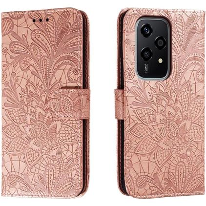 Mobigear Flowers Housse HONOR 200 Lite Etui Porte-Monnaie - Rose doré