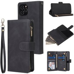 Mobigear Zipper Housse iPhone 12 Etui Porte-Monnaie - Noir