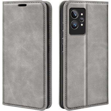 Mobigear Retro Slim Housse Realme GT2 Pro Etui Porte-Monnaie - Gris