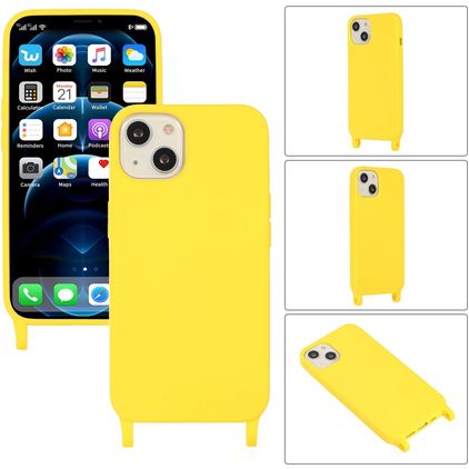 Mobigear Lanyard iPhone 14 Plus Coque avec cordon en Silicone - Jaune