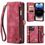 Caseme 008 Housse iPhone 14 Pro Max Etui avec Coque Détachable Porte-Monnaie - Rouge