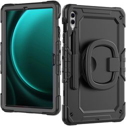 Mobilize Rotating Defender Coque Samsung Galaxy Tab S9 Plus Coque arrière en Plastique rigide,Silicone + Bandoulière + Support Amovible - Noir