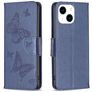 Mobigear Butterfly Housse iPhone 15 Etui Porte-Monnaie - Bleu