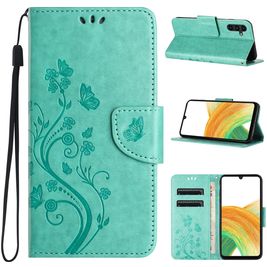 Mobigear Flowers Housse Samsung Galaxy A55 Etui Porte-Monnaie - Vert