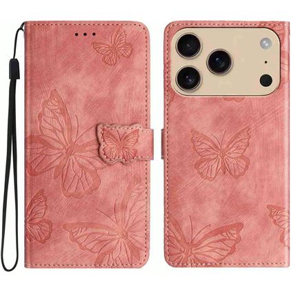 Mobigear Butterfly iPhone 17 Pro Max Étui Portefeuille - Rose