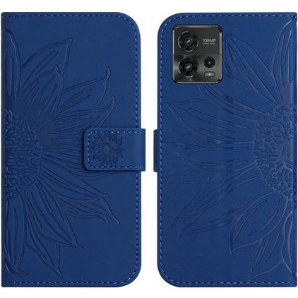 Mobigear Sunflower Housse Motorola Moto G72 Etui Porte-Monnaie - Dark Blue