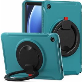 Mobigear RingGuard Coque Samsung Galaxy Tab A9 Plus (2023) Coque arrière en Plastique rigide,Silicone + Support Amovible - Bleu