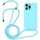 Mobigear Lanyard iPhone 14 Pro Coque avec cordon en Silicone - Bleu