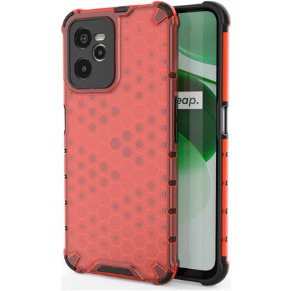 Mobigear Honeycomb Realme C35 Plastique rigide Coque arrière Antichoc - Rouge