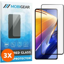 Mobigear Premium POCO F4 GT Verre trempé Protection d'écran - Compatible Coque - Noir (Lot de 3)