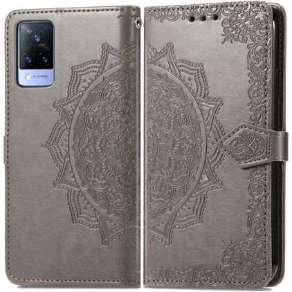 Mobigear Mandala Housse Vivo V21 Etui Porte-Monnaie - Gris