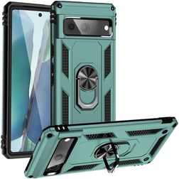 Mobigear Armor Ring Google Pixel 7 Plastique rigide Coque arrière Antichoc avec bague de maintien - Vert