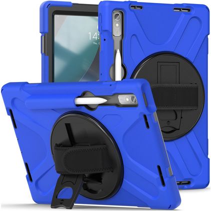 Mobigear SureGrip XGuard Lenovo Tab P11 Pro Gen 2 Plastique rigide / Silicone Coque arrière + Porte-stylet + Support - Bleu