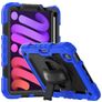 Mobigear SureGrip Xtreme Coque iPad Mini 7 (2024) Coque arrière en Plastique rigide,Silicone + Porte-crayon + Bandoulière + Support Amovible - Noir / Dark Blue