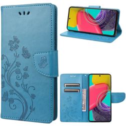 Mobigear Flowers Housse Samsung Galaxy M53 Etui Porte-Monnaie - Bleu