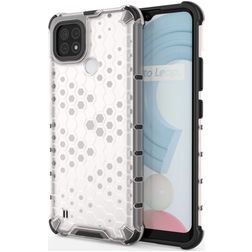 Mobigear Honeycomb Coque Realme C21 Coque arrière Rigide Anti-Chocs - Blanc