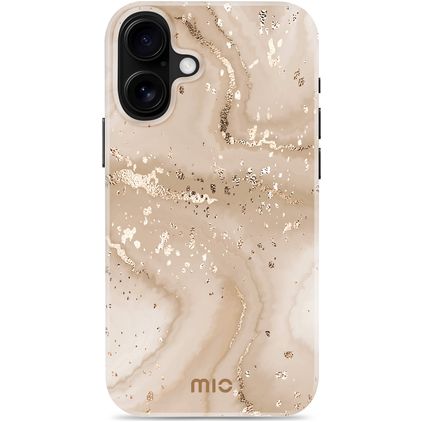 MIO iPhone 16 Plus MagSafe Plastique rigide Coque arrière - Gold Marble