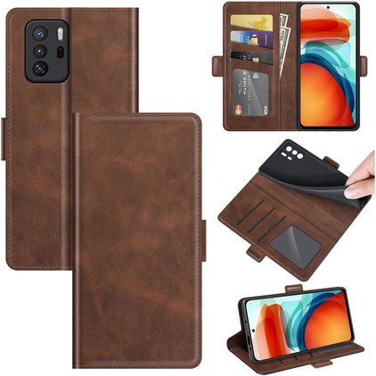 Mobigear Slim Magnet Housse POCO X3 GT Etui Porte-Monnaie - Marron