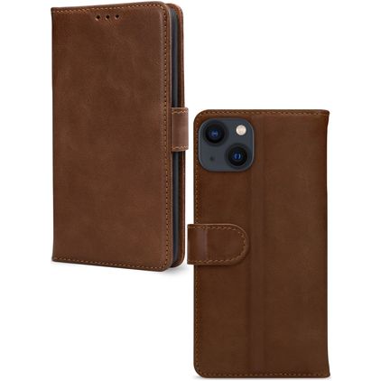 Mobilize Wallet Housse iPhone 13 Mini Etui en Cuir Véritable Porte-Monnaie - Marron