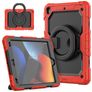 Mobigear RingGuard Coque iPad 9 (2021) Coque arrière en Plastique rigide,Silicone + Support Amovible - Noir / Rouge