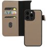 Mobiparts iPhone 15 Pro Max MagSafe Coque Cuir véritable Étui 2en1 avec coque amovible Portefeuille - Taupe