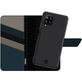 Valenta Snap Housse Samsung Galaxy A12 Etui avec Coque Détachable en Cuir Véritable Porte-Monnaie - Noir