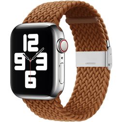 Mobigear Braided Bracelet Nylon pour Apple Watch Fermeture à pince - 49/46/45/44 mm - Marron