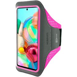 Mobiparts Comfort Fit Brassard Téléphone Samsung Galaxy A71 Brassard Coque de Sport en Neoprène - Neon Pink