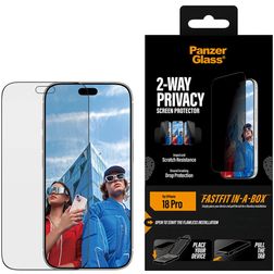 PanzerGlass 2-Way Privacy iPhone 18 Pro Verre trempé Protection d'écran - Compatible coque + Cadre de pose - Noir