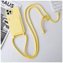 Mobigear Lanyard Card iPhone 15 Pro Coque avec cordon en Silicone et Porte-Cartes - Jaune
