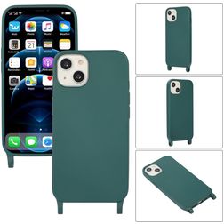 Mobigear Lanyard iPhone 14 Plus Coque avec cordon en Silicone - Vert