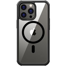 Valenta Full Cover Coque iPhone 15 Pro Max MagSafe Coque arrière en Verre trempé Anti-Chocs - Transparent / Noir