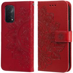 Mobigear Flowers Housse OPPO A74 5G Etui Porte-Monnaie - Rouge