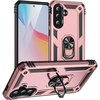 Mobigear Armor ring Coque Samsung Galaxy A37 Coque arrière Rigide Anti-Chocs avec Anneau-Support - Rose doré